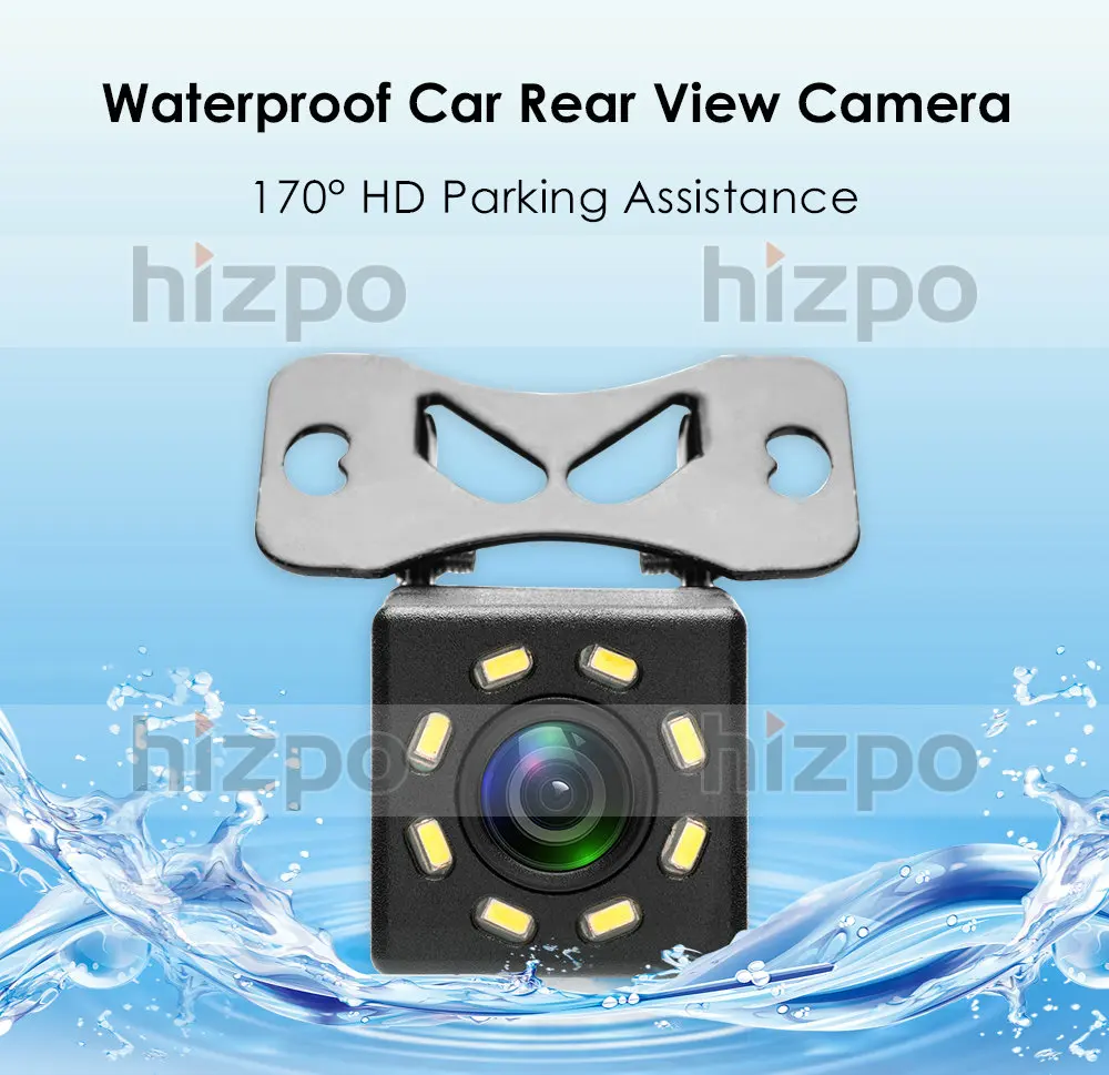 Hizpo Automobilio Galinio vaizdo Kamera 8 LED Naktinio Matymo Atbulinės eigos Auto Stovėjimo Stebėti CCD Vandeniui 170 Laipsnių HD Video + 6 metrų laidai