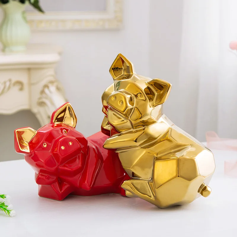 Kinijos Kiaulių Metų Glausta Šiaurės Origami Keramikos Kiaulių Kambarį Mados Apdailos Aukso Raudona Balta Juoda Piggy Skulptūra