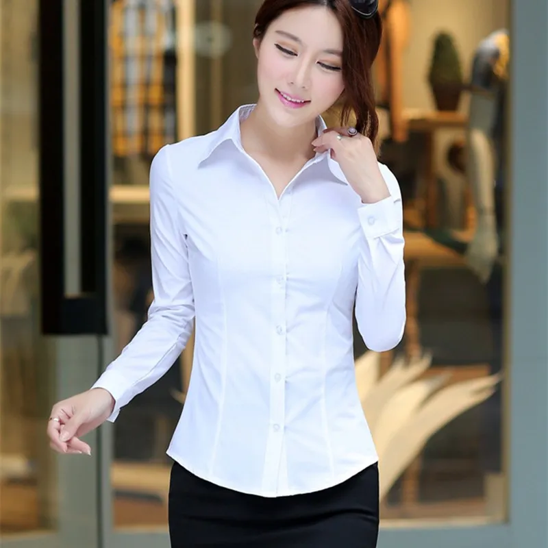 Korėjos Medvilnės Moterų Marškinėliai Moterims Ilgomis Rankovėmis Marškinėliai Office Lady Balti Marškinėliai Topai Plius Dydis Blusas Mujer De Moda 2020 Rožinė Palaidinė