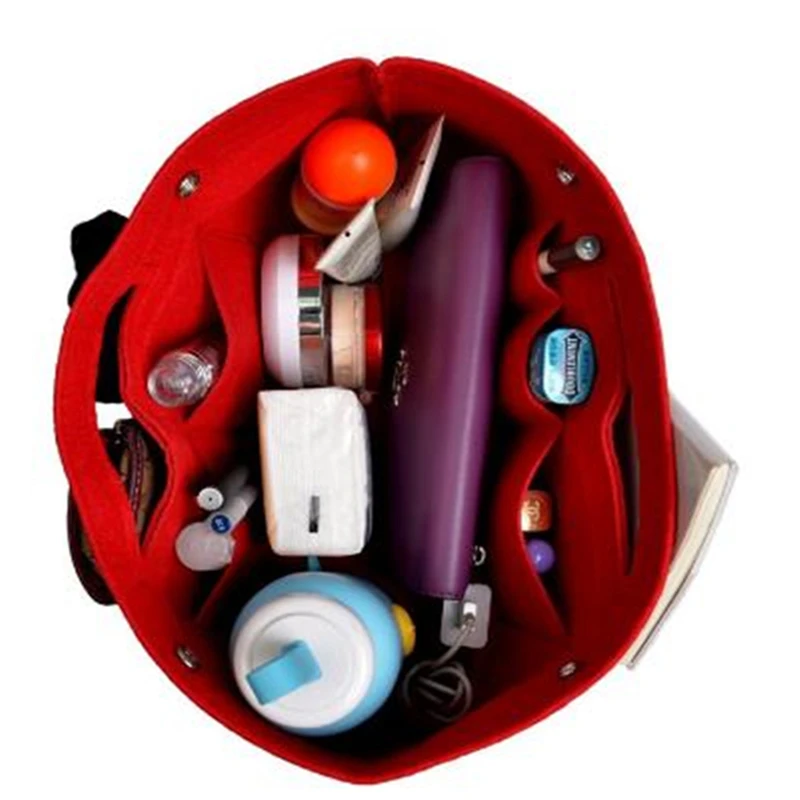 Kosmetikos Krepšys Jaučiamas Kelionių Organizatoriaus Medžiaga Įterpti Saugojimo Krepšys Makiažas Maišelį Multi-kišenės, Telpa į Rankinę