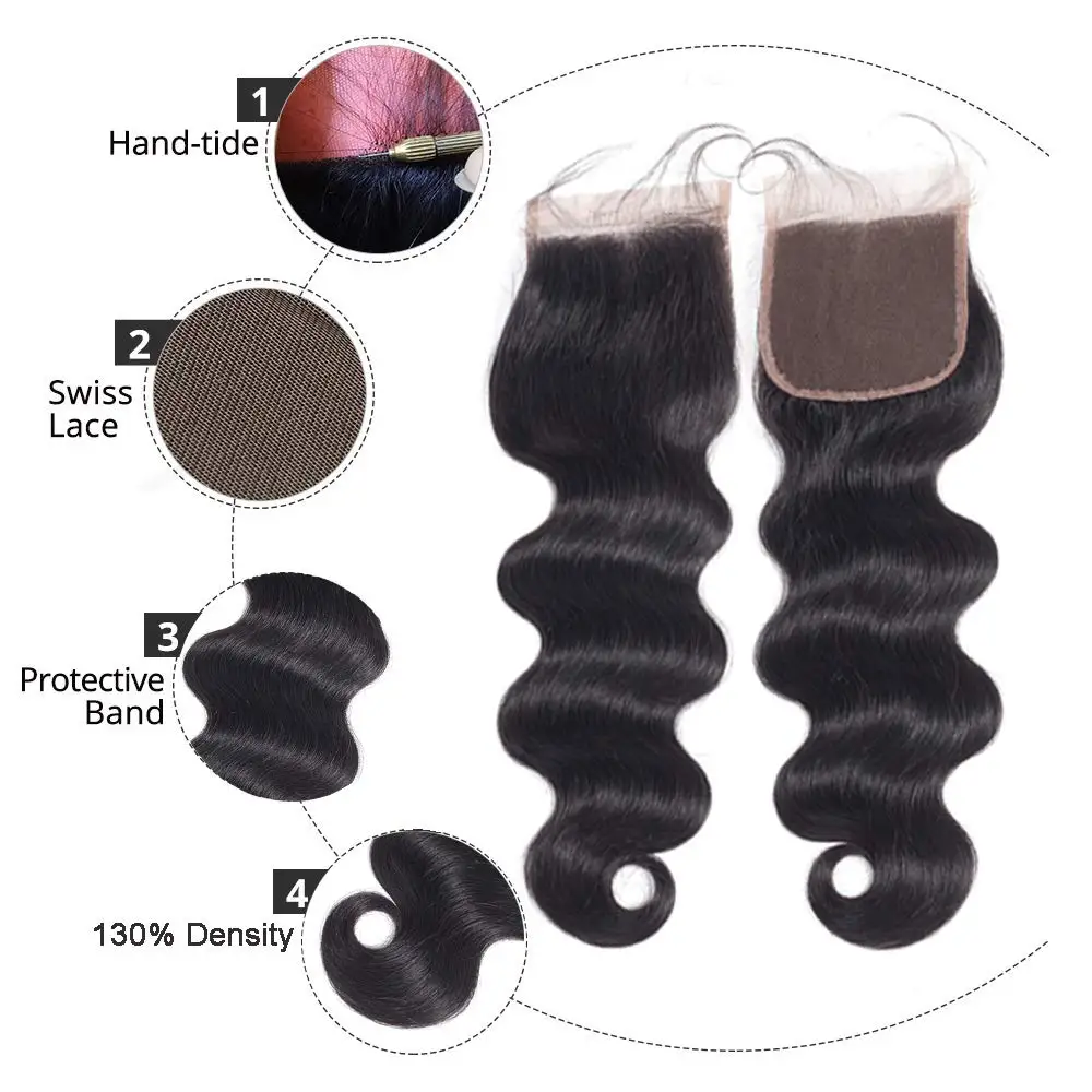 Kūno Bangų Paketų Su Uždarymo Žmogaus Plaukų 3 Ryšulius Su Uždarymo Malaizijos Plaukų Beaudiva Remy Plaukų Pratęsimo Ryšuliai ir Uždarymas