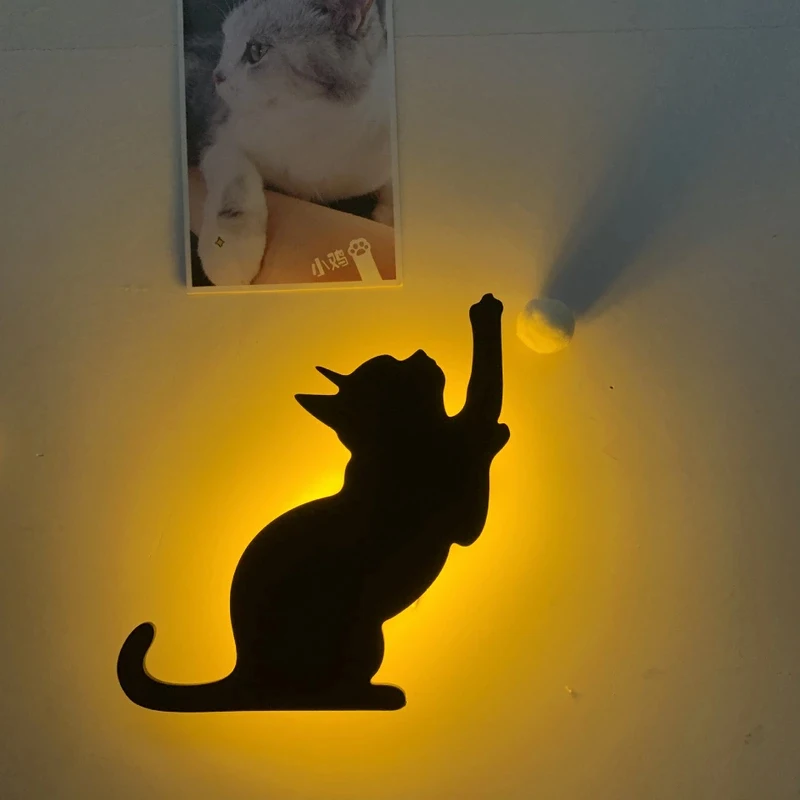 LED Katė Patalpų Sienos Lempos Švenčių Dekoravimas Atmosfera Lempos Spalvinga Šviesos Miegamasis Naktinis Apšvietimas Nuotolinio Valdymo