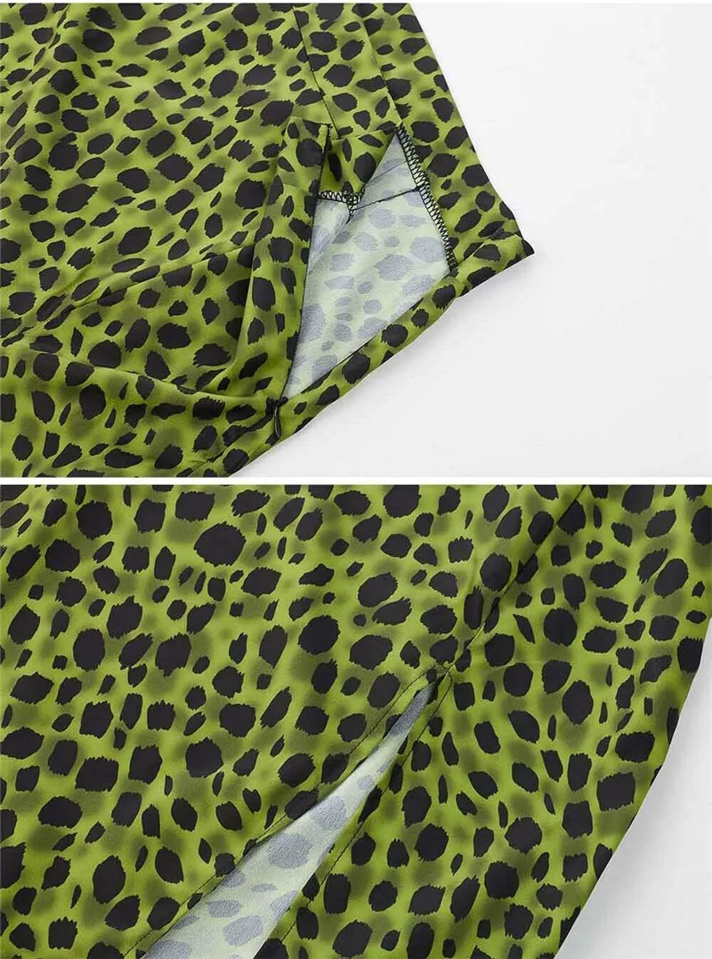 Leopardas Spausdinti Moterų Midi Sijonai Aukšto juosmens Užtrauktukas Paplūdimio Atsitiktinis Lynai Ponios Mergina Aukštos išskaidyti Drabužių Streetwear Vasaros 2020 m.