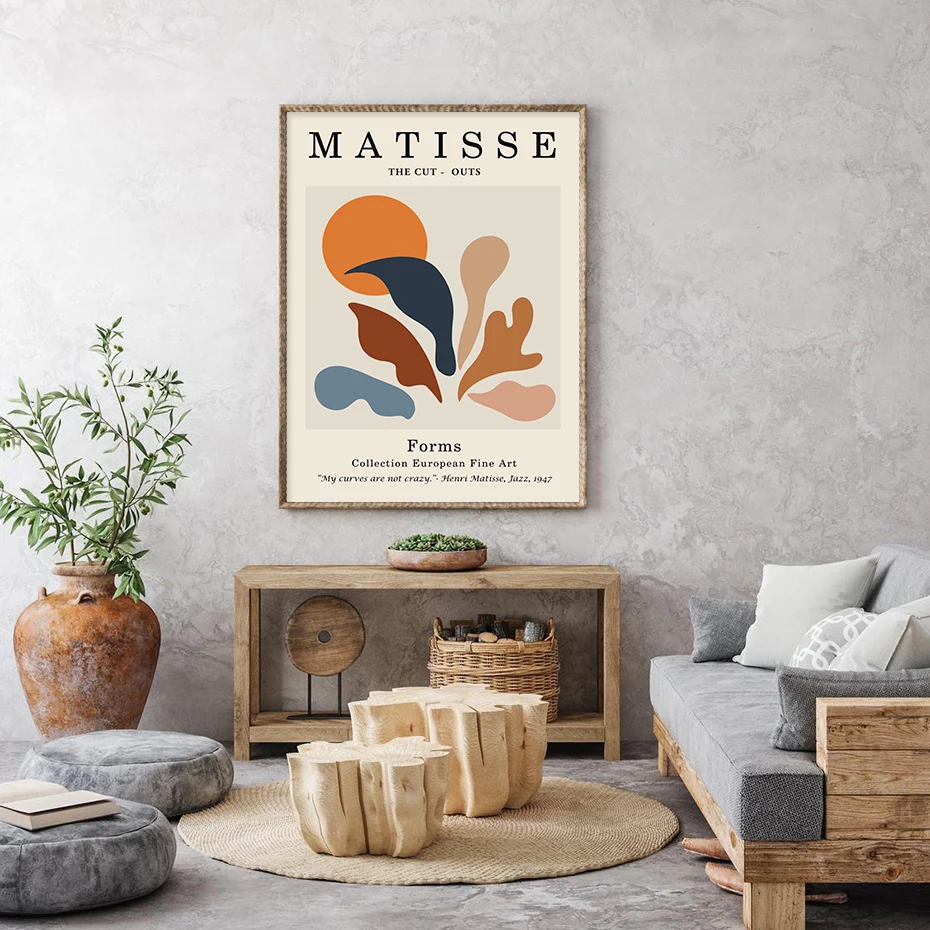 Madinga Abstrakčiai Siluetas Matisse Smėlio Spalvos Gėlių Plakatas Drobės, Paveikslai, Sienos Meno Spaudiniai Nuotrauka Interjero Namų Kambarį Dekoro
