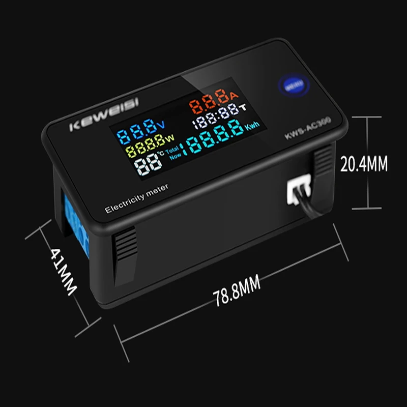 Mini LCD Ekranas Voltmeter Ammeter AC, 50-300V 100A 10A Įtampa Srovės Temperatūros Testeris Detektorius LED Ekranas Voltmeter su C
