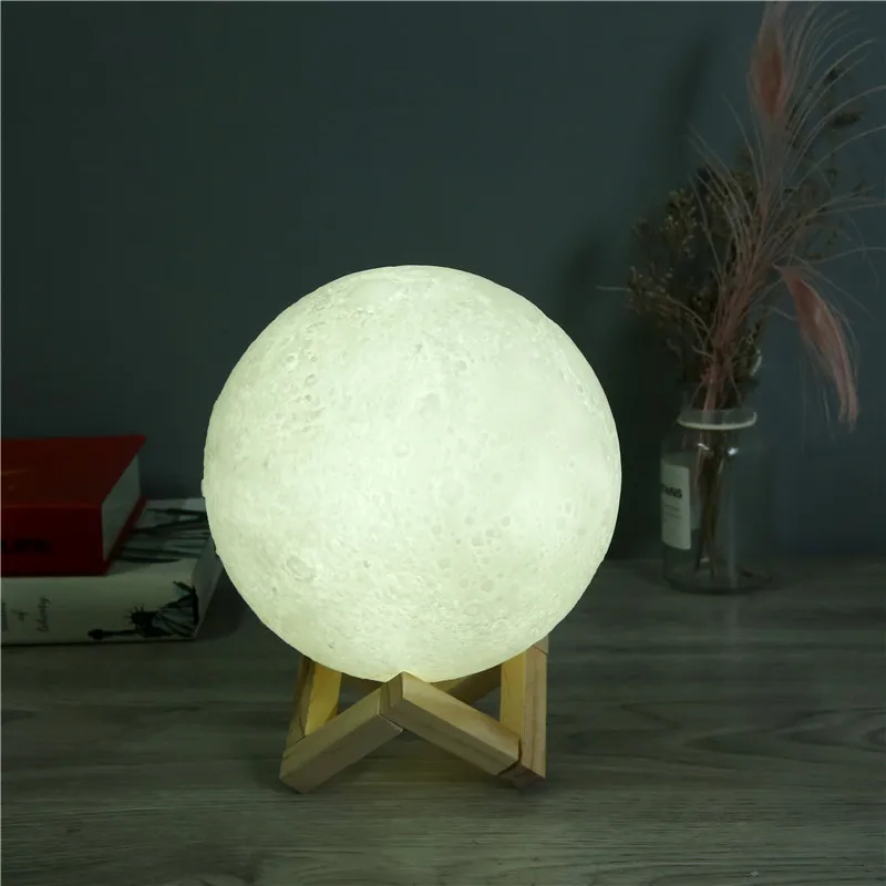 Mėnulio 3D Spausdinimo Naktį Įkrovimo Lemputė 2 Spalvų Kontrolės Lempa 16 Spalvų Nuotolinio Valdymo pulto LED Kalėdų Mėnulis Dovana Lempos