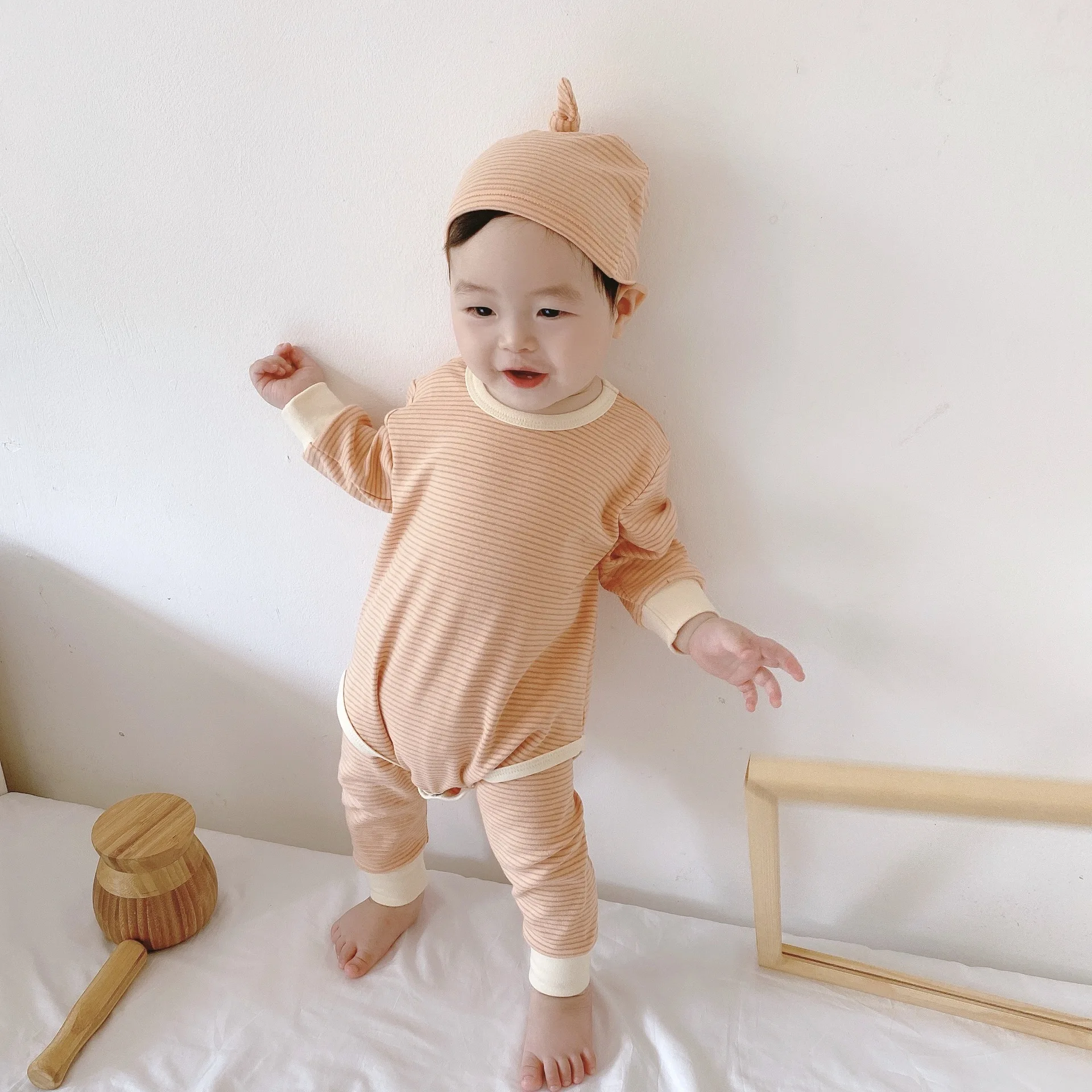 Naujas Gimęs Kūdikis Sleepwear Nustatyti Kūdikių Drabužiai Nustatyti Romper +Kelnės +Hat 3Pcs darbo drabužiai Kūdikių Berniukų naktiniai drabužiai, Komplektai, Kūdikių Pižama Mergaitėms