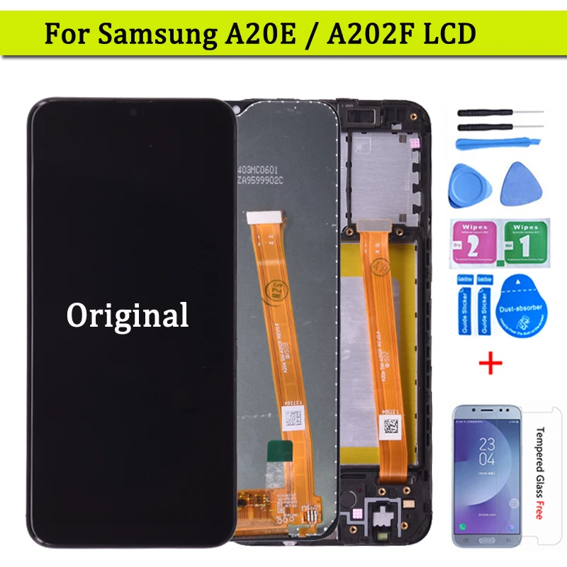 Originalus Samsung Galaxy A20e LCD Ekranas Jutiklinis Ekranas skaitmeninis keitiklis Asamblėjos A202 A202F Pakeisti į 