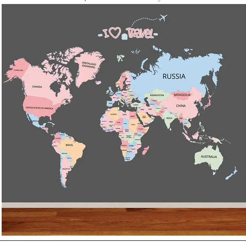 Pasaulio žemėlapis Siena Lipdukas Lipdukas Dekoras Dekoras Pasaulio Žemėlapis Vaikams Švietimo Ugdymo Klasėje Sienų Lipdukai Vaikams