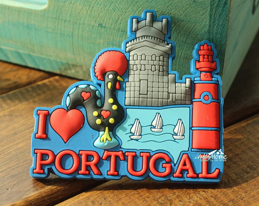 Portugalija Belem Bokštas Turizmo Kelionių Suvenyrų Barcelos Gaidys Juokinga 3D Gumos Šaldytuvo Magnetu Dovanų Idėjos