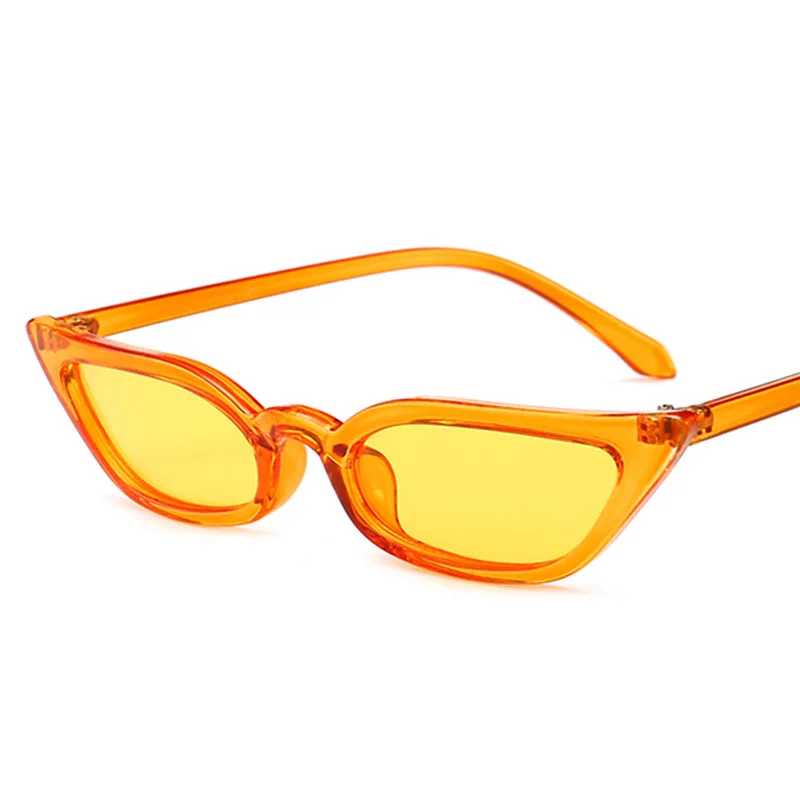 Prabangus Apelsinų Dizaineris Mažas, Siauras, Cat Eye Akiniai nuo saulės Moterims, Moteriška Derliaus Atspalvių Maža Raudona Juoda Akinius Oculos UV400