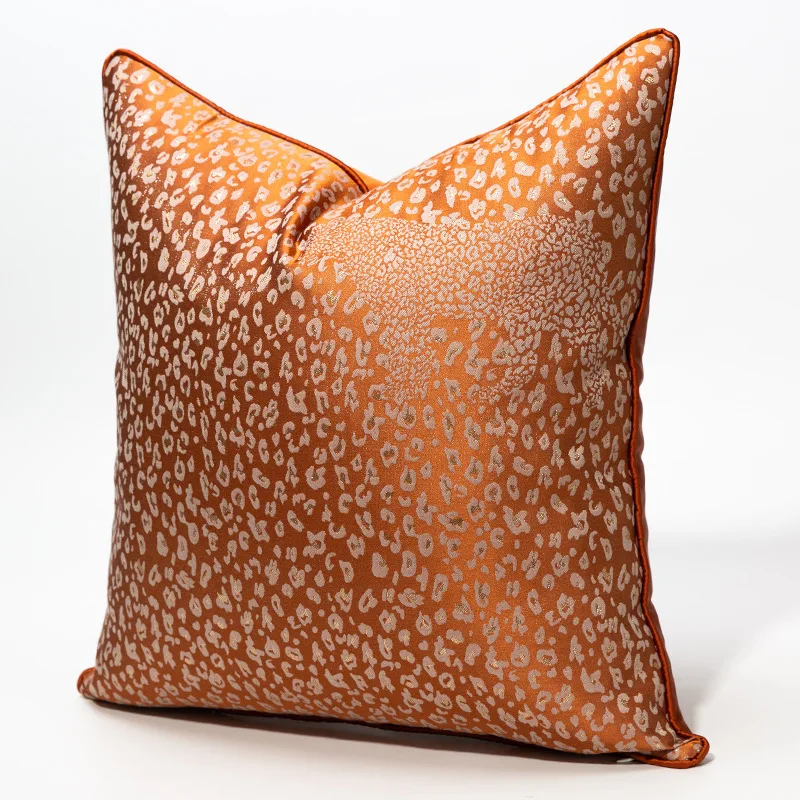 Prabangus satino leopard žakardo namų sofos dekoro pagalvėlė padengti oranžinė mėlyna siuvinėjimo mesti pagalvę padengti offcie viešbutis užvalkalas