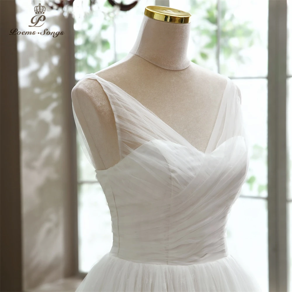 Realios nuotraukos Elegantiškas-line stiliaus tiulio vestuvių suknelė 2020 chalatas de mariee vestido novia nuotaka chalatai santuokos paplūdimio suknelė