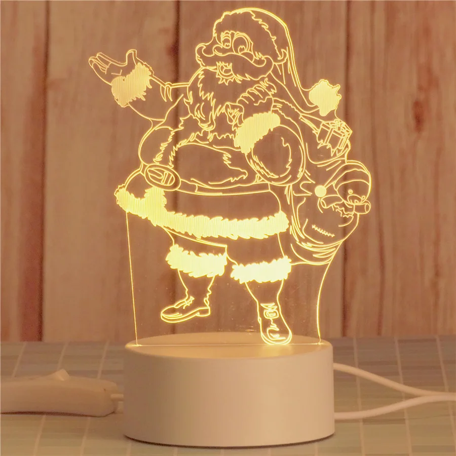 Santa Claus Akrilas neoninės šviesos, 3D stereo Naktį šviesos stalo lempa Naktiniai staleliai, lempa, LED lempos Gimtadienio šventė vaikams papuošti