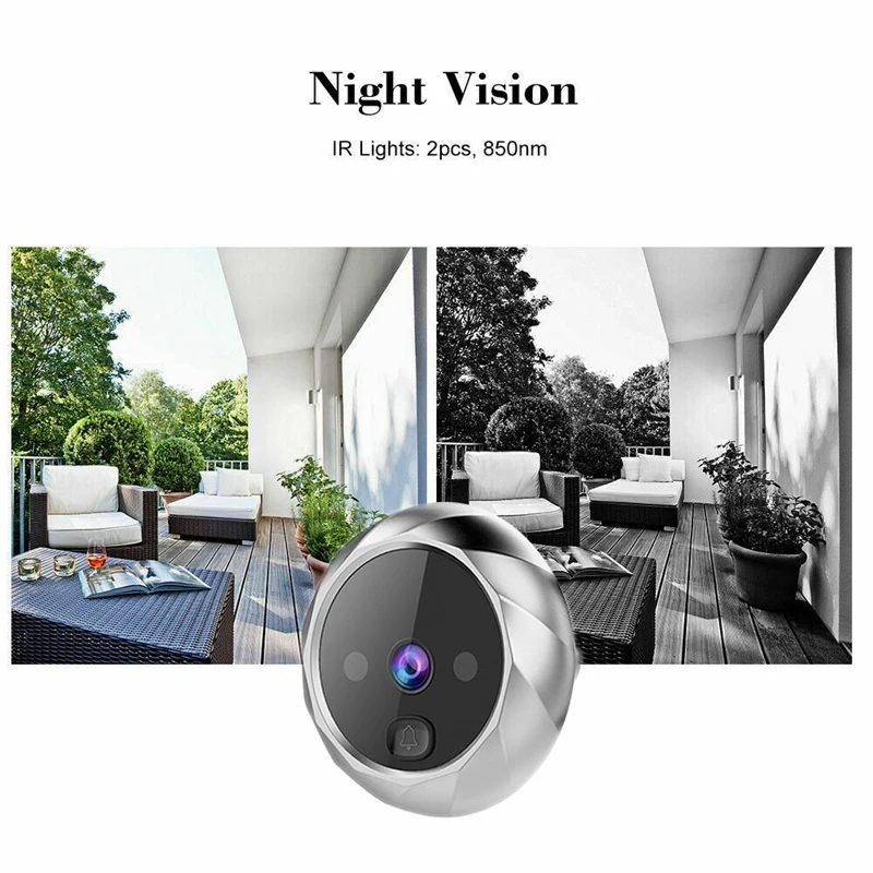 Skaitmeninis Doorbell Viewer 2.8 Colių LED Sn 90 Laipsnių Elektroninių Durų Akutė Žiūrovas