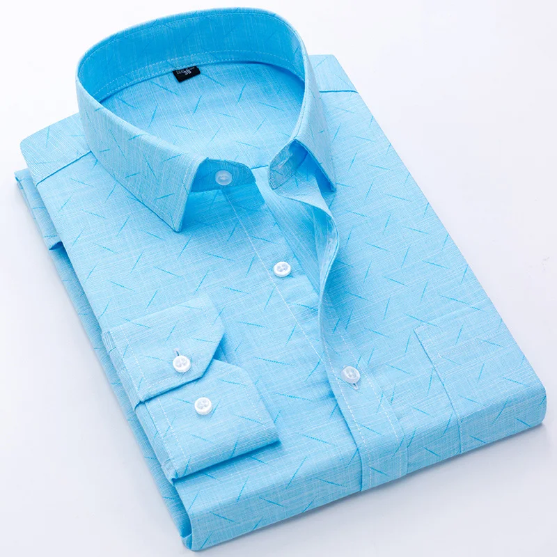 Smart Casual ilgomis Rankovėmis Dryžuotas Marškinėliai Vyrams Reguliarus Fit Kvėpuojantis Spausdinti Taškų Vyrų Suknelė Marškiniai pilka violetinė pledas Marškiniai