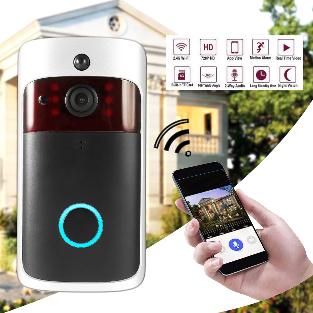 Smart doorbell Belaidžio Saugumo wifi DoorBell vaizdo domofonas Namų Nuotolinio Stebėjimo Smart Video Duris Telefonas wifi doorbell fotoaparatas
