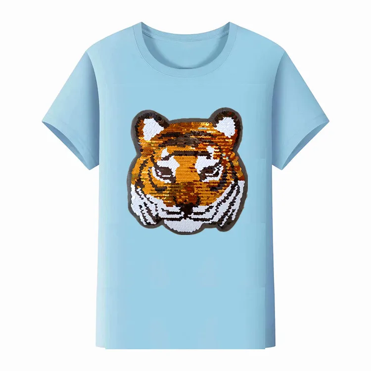 Tigras animacinių filmų blizgančiais apversti 2019 m. vasarą nauja vaikų trumparankoviai berniukas T-shirt viršų potvynio