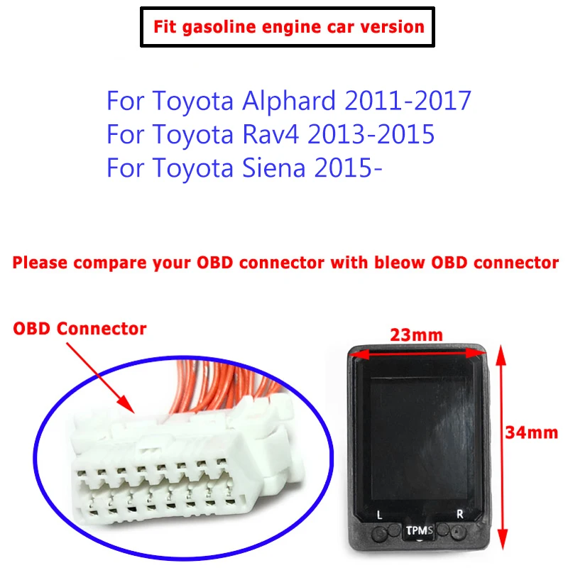 Toyota Alphard 2016 2017 Rav4 Siena OBD PSSS LCD Ekranas Padangų Slėgio Stebėti Saugiai Signalizacijos Sistemos, Automobilių Reikmenys