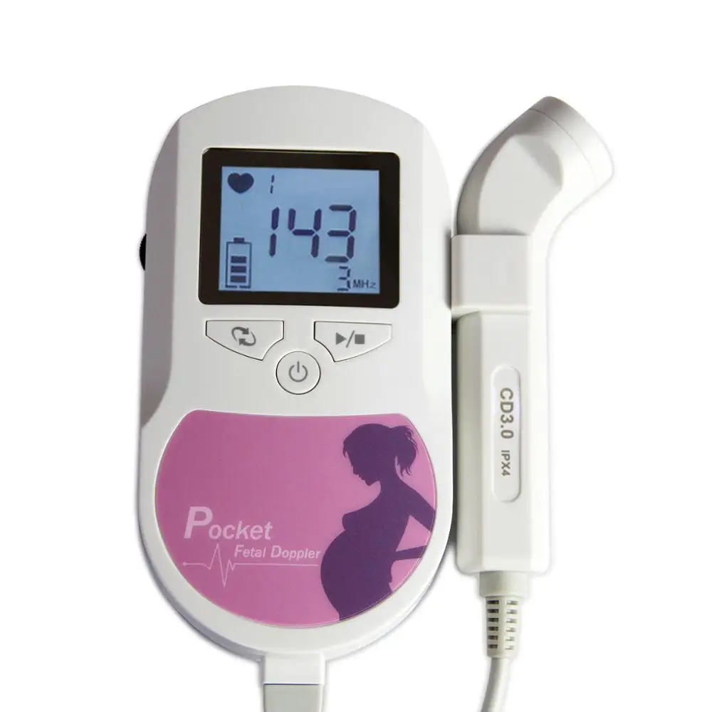 Vaisiaus Doplerio 3MHz Zondas Širdies Ritmas Monitorius Backlight LCD Mėlynos Spalvos Kūdikių Širdies