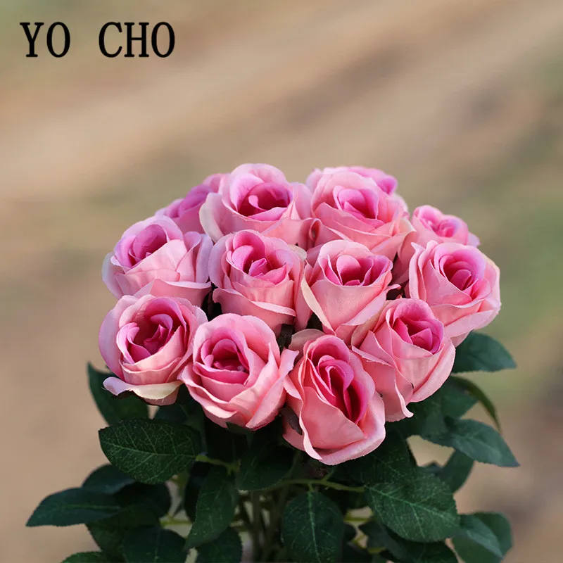YO CHO 3 vnt Dirbtinių Gėlių Šilko Rožė 