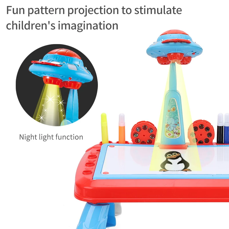 ZHORYA Projektorius Piešimo Lenta Tapybos Stalas UFO Dizaino Mokymosi Švietimo Žaislai Vaikams, Mėlyna Lentelė Atkreipti Pen Vaikams, Žaislas, Žaidimas