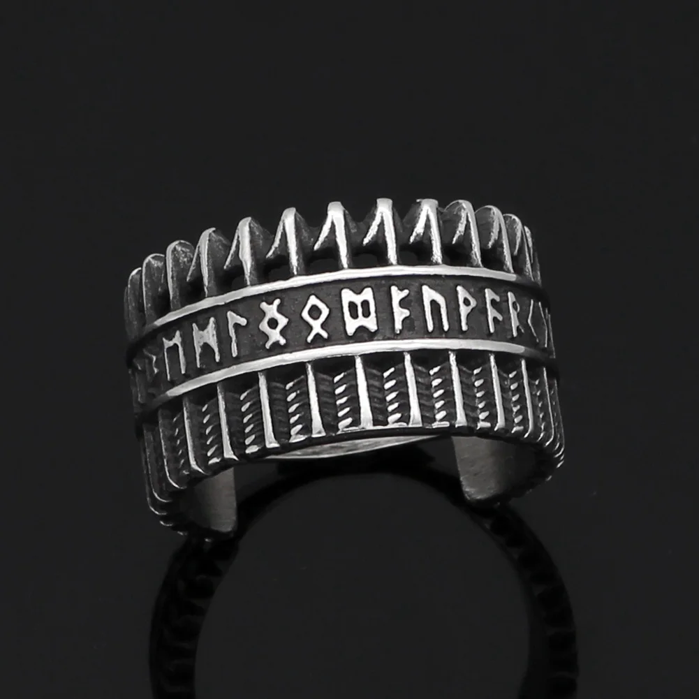 Šiaurės Vikingų 316L nerūdijančio plieno amuletas rune žiedas Su dovanų maišelis