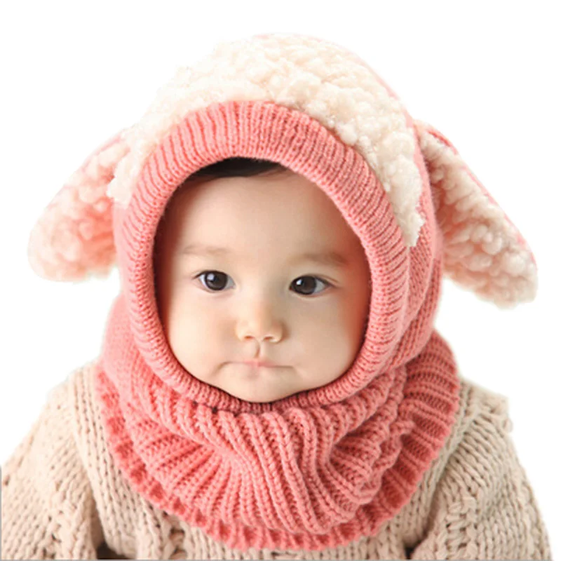 Žiemos Kūdikių Skrybėlę Bžūp Berniukas Mergaitė Kepuraitė Šalikas Bendras Rinkinys, skirtas Kūdikiams, Vaikiška Vaikai Vaikai, Nėrimo Vilnonių Kaklo Šilčiau Šunų Ausis Stilius