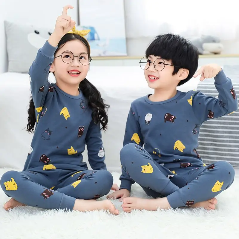2020 M. Vaikams Berniukas Mergaičių Drabužių Pižama Nustatyti Medvilnės Vaikų Sleepwear 2 Vnt Animacinių Filmų Topai+Kelnės Bamblys Drabužiai, Pižamos Vaikams