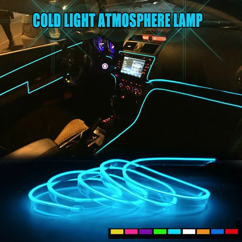 2M LED Kemperis Ice Blue Interjero Lengvųjų Automobilių Atmosfera Lemputė 12V Brūkšnys Grindų, Koja Dekoratyvinės Lempos Priekabos Sunkvežimių Ratų Van