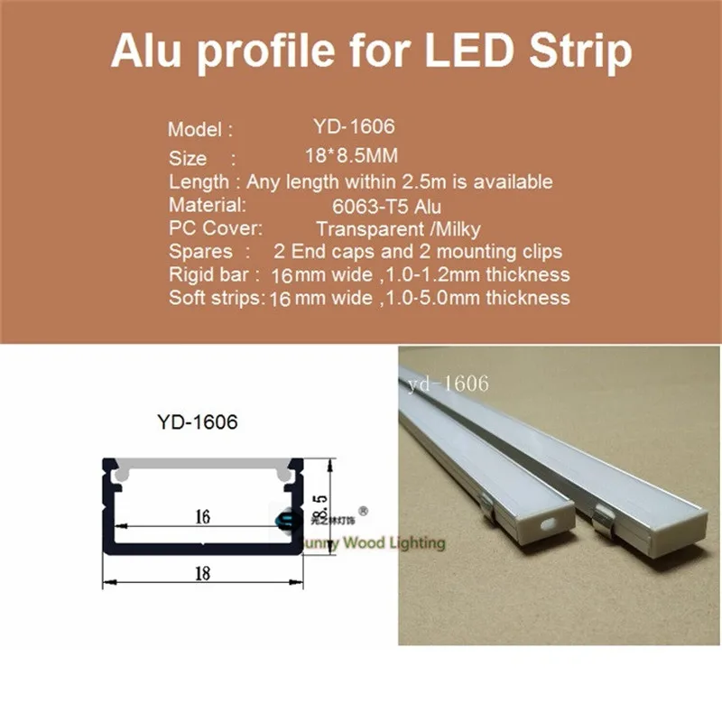 5-30pcs/daug 1meter aliuminio profilio 5050 dviejų eilių led juostos aliuminio pagrindo led juostelė šviesos 16mm pcb su jungiamosiomis