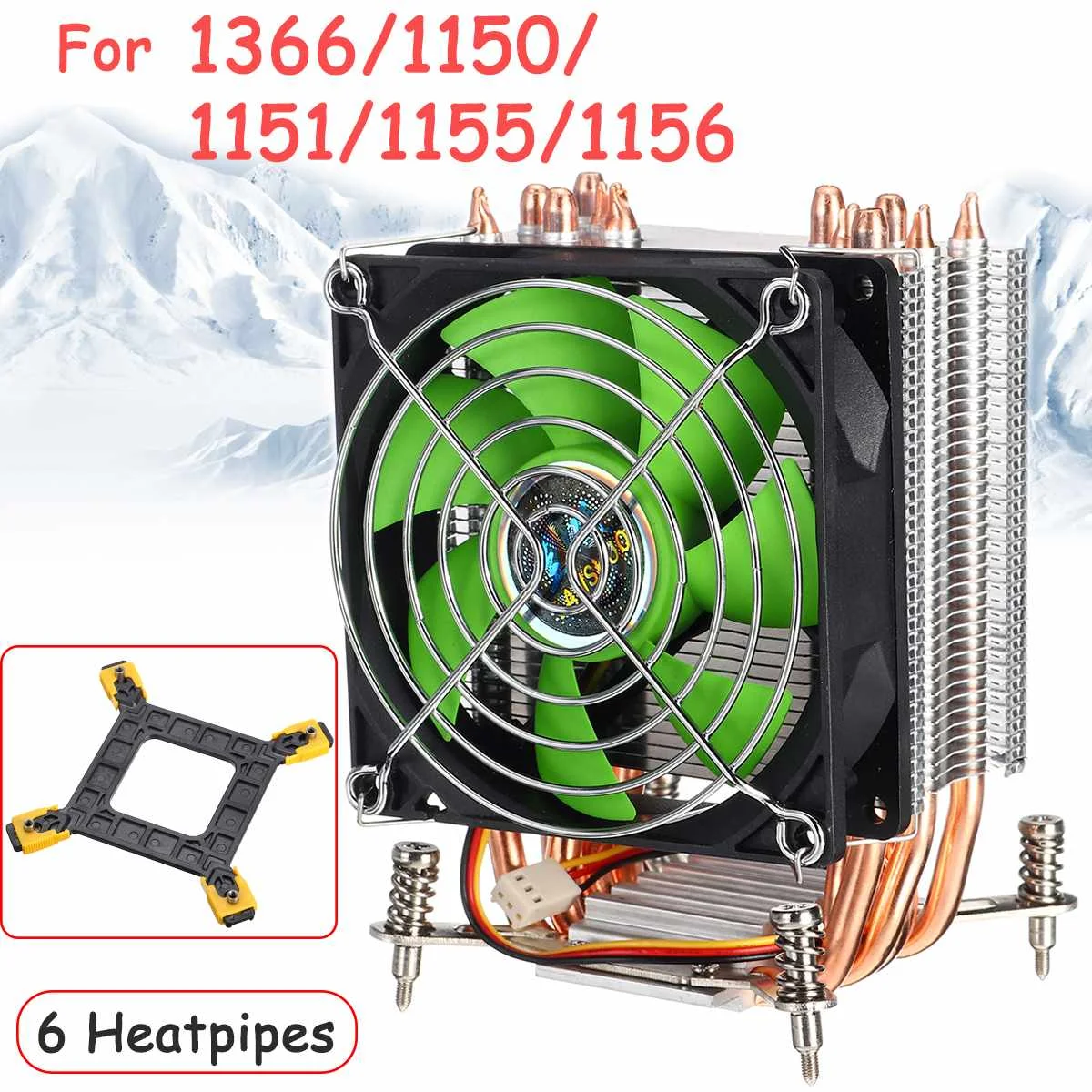 6 Heatpipes CPU Aušintuvo Heatsink Aušinimo Ventiliatorius 3pin/4pin Tylus Ventiliatorius Aušintuvo LGA 1150/1151/1155/1156/1366/2011/X79/X99/299