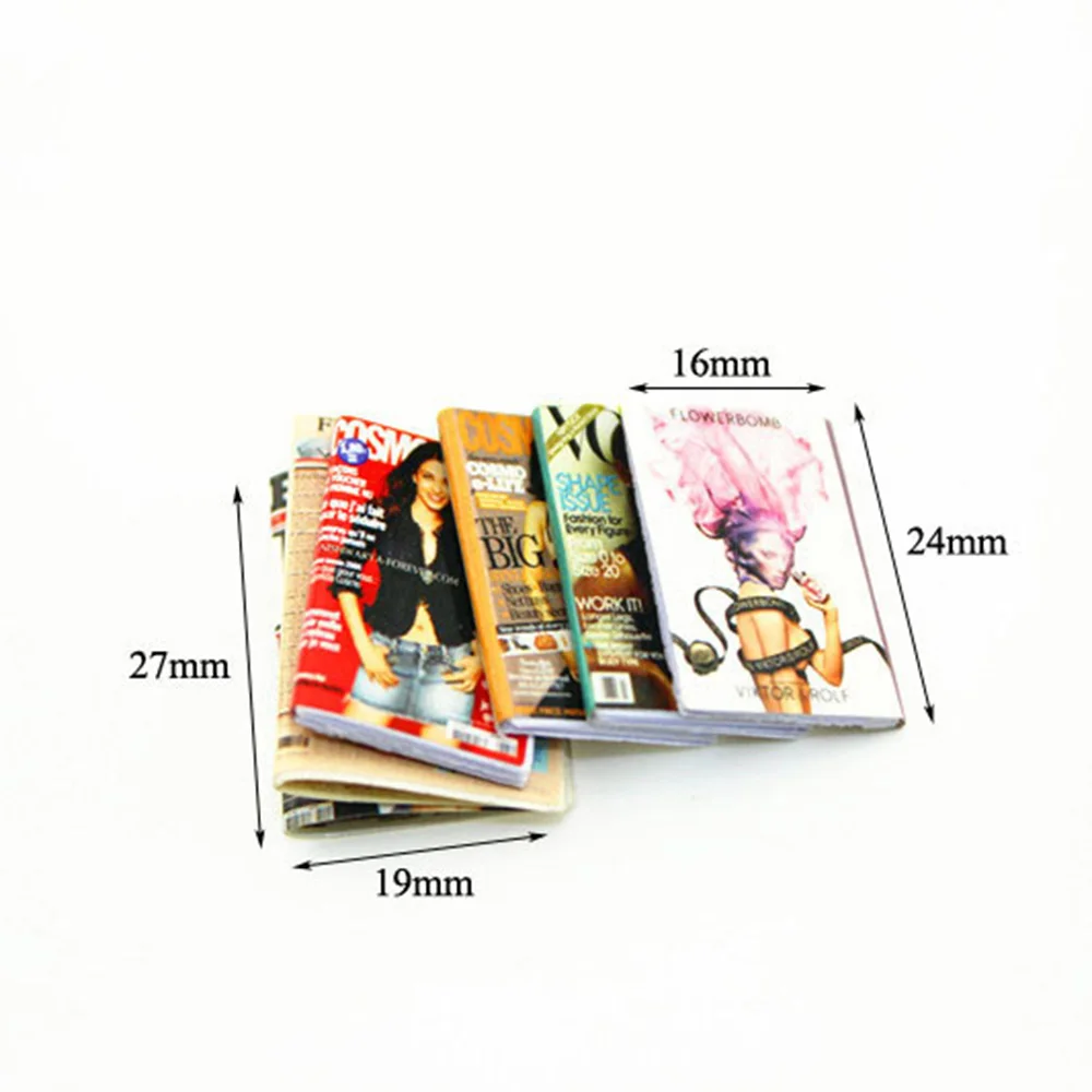 6Pcs 1/12 Miniatiūriniai Lėlių Priedai, Mini Žurnalas, Laikraštis Modeliavimas Knygos Modelio Žaislai Doll House Dekoro