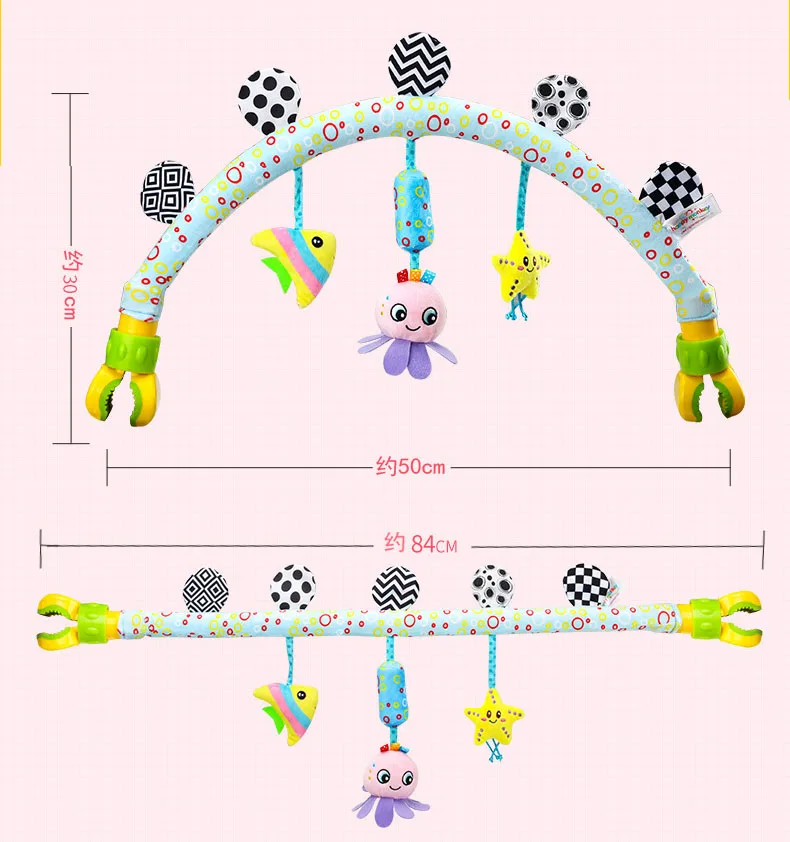 80 CM Kūdikių Muzikos Mobile Lovelę Pliušiniai Žaislai Arc ant Lovos Vaikams Barška Naujagimį Berniuką Mergina Žaislas, skirtas Vežimėlis 0-12 Mėnesių