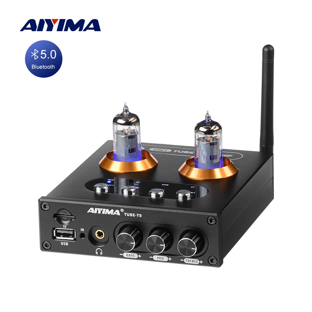 AIYIMA Bluetooth 5.0 Preamplifier HiFi Stereo Nešiojamas Ausinių Stiprintuvas 6K4 Vakuuminio Vamzdelio Mini Preamp Audio USB Grotuvas TF Kortelė