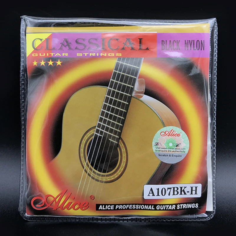Alice A107BK Sunku Įtampa Juodo Nailono Auksu Vario Lydinys, Klasikinės Gitaros Stygos 1-6 Stygos Klasikinei Guitarra