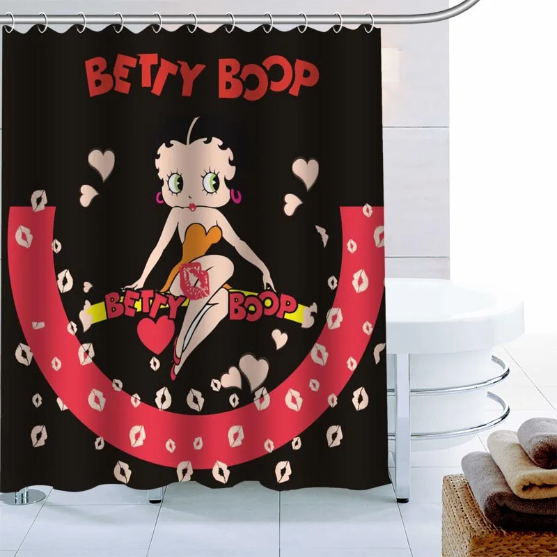 Animacinių filmų Betty Boop Dušo Užuolaidos Palmių Dekoras atsparus Vandeniui Poliesterinio Audinio Vonios Užuolaidų 180X180cm Ekologiškas Vonios Uždanga