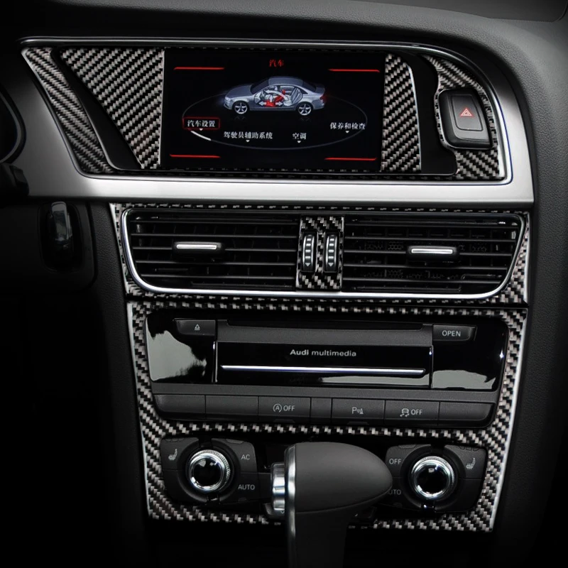 Audi A4 B8 A5 Aksesuarai Anglies Pluošto Automobilio Salono Navigacija Oro Kondicionierius CD Valdymo Skydas LHD RHD Stiliaus Lipdukai