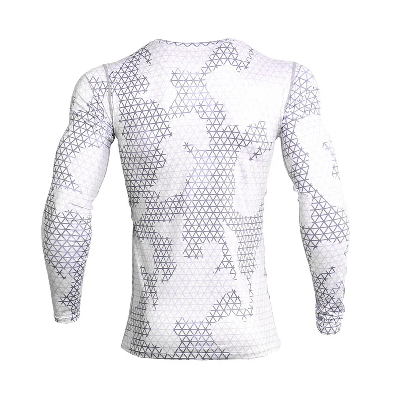 Bėgimo marškinėliai ilgomis rankovėmis Suspaudimo Marškinėliai vyriški Balti Greitai džiūsta Fitneso Mokymo Ruožas Marškinėliai Veikia Spandex Triko