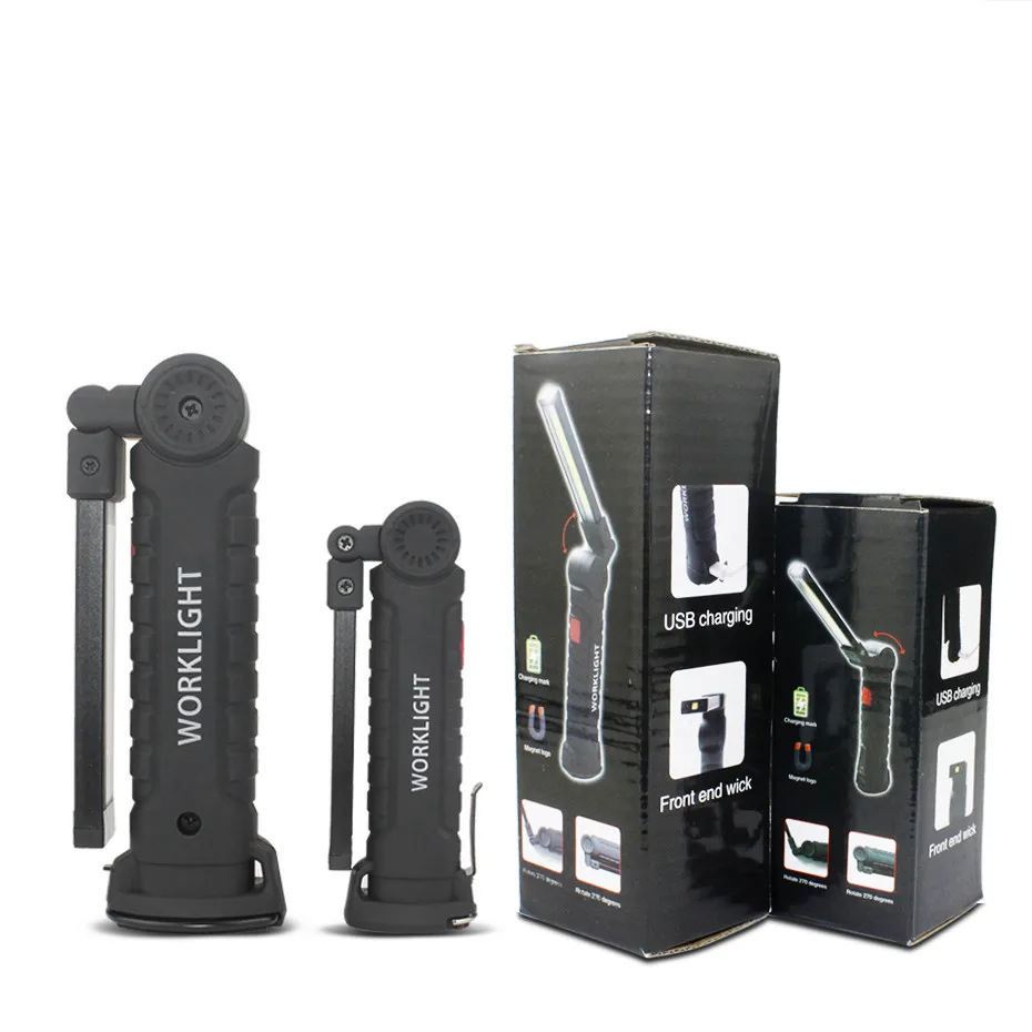 COB Žibintuvėlis Nešiojamų 5 Režimu Fakelas USB Įkraunamas LED Darbo Šviesos Magnetinis COB Lanterna Palapinės Kabo Lempa, Built-in Baterijos