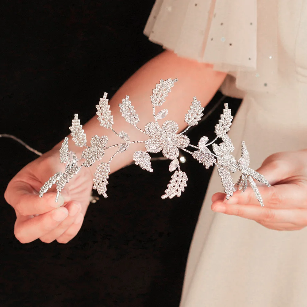Crystal gėlių ekrano užsklandą Baroko Kristalų Cirkonis Gėlių vestuvių karūna Nuotakos plaukų Papuošalas
