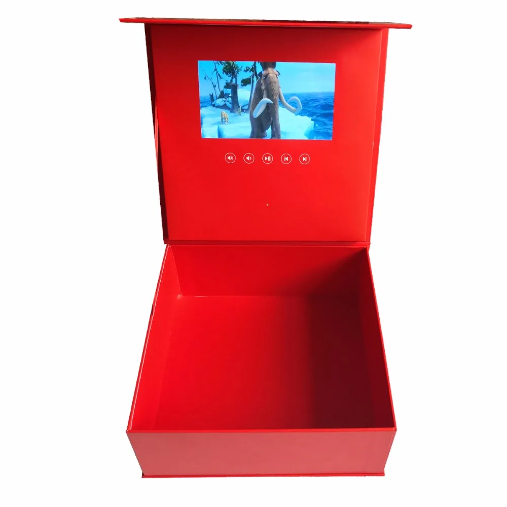 Custom Gamybos Tuščią Hardcover Vaizdo Langą Raudona 7inch Universalus Sveikinimo Kortelė 2gb Žiūrėti Žaidėjas Dovanų ir Reklamos
