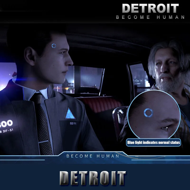 Detroitas: Tapti Žmogaus Cosplay Connor RK800 Belaidžio Šventykla LED Šviesos Kara Valstybės Scintiliacijos Lempos Žiedo Ratą Galva, LED Rekvizitai