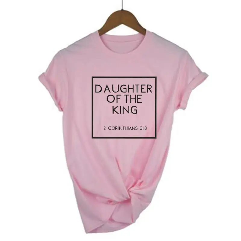 Dukra Karaliaus Laiške Spausdinti Moterų Marškinėlius Mielas Krikščionių Tee Marškinėliai Femme Jėzus Moterų Marškiniai Harajuku Marškinėliai Moterims Topai