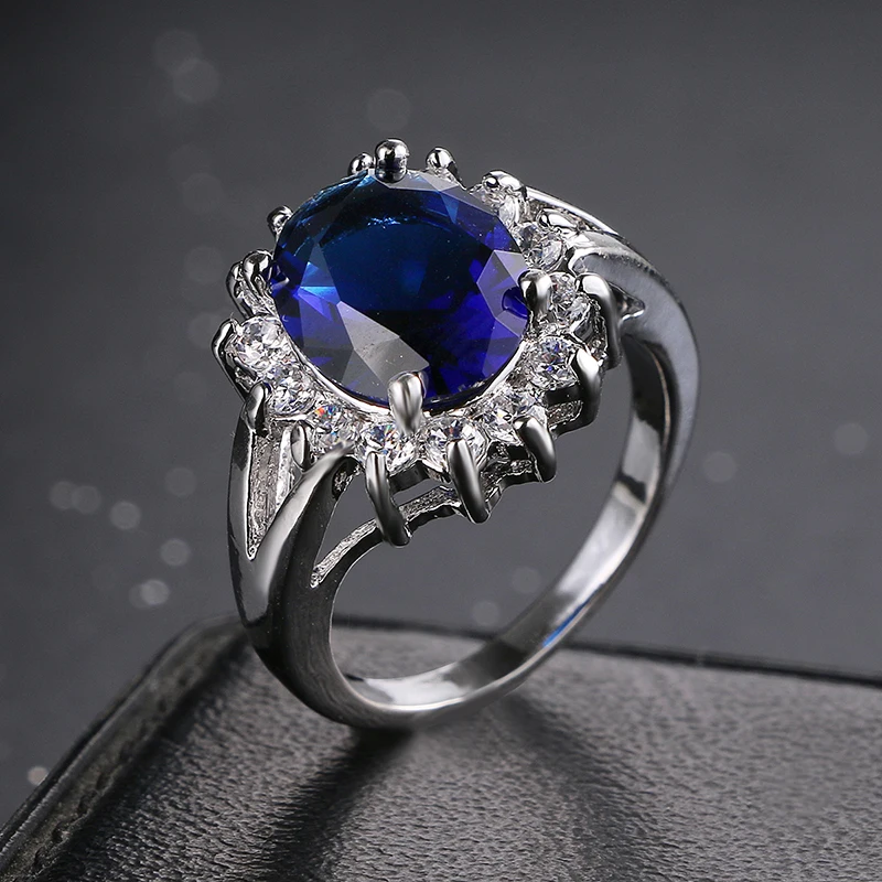 Emmaya Princess Blue Crystal Vestuvinis Žiedas Mados Vestuvių Papuošalai Lady Aukštos Kokybės Cirkonis Žiedas Šaliai, Papuošalai G