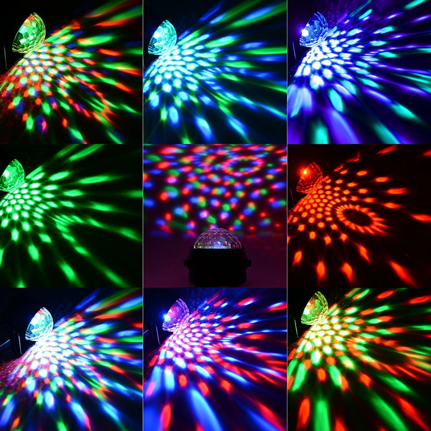 Garso Aktyvuotas Sukasi Diskoteka Kamuolys Šalis Šviesos Strobe Šviesos, 3W RGB LED Scenos Šviesos Kalėdų Namuose KTV Kalėdos Vestuvių Parodoje