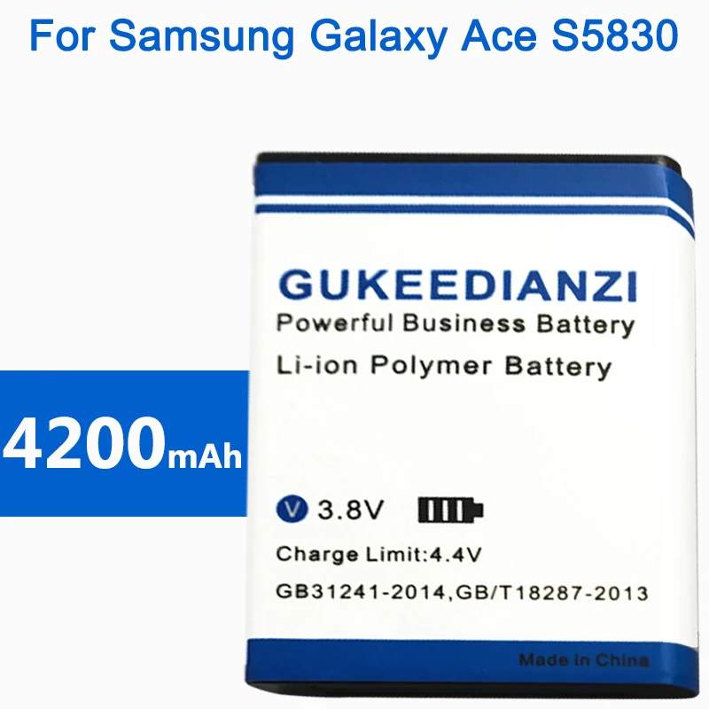GUKEEDIANZI Telefono Bateriją, Skirtą Samsung Galaxy Ace S5830 S6802 B7510 I569 I579 I619 S5660 S5670 S5830I S5838 4200mAh EB494358VU