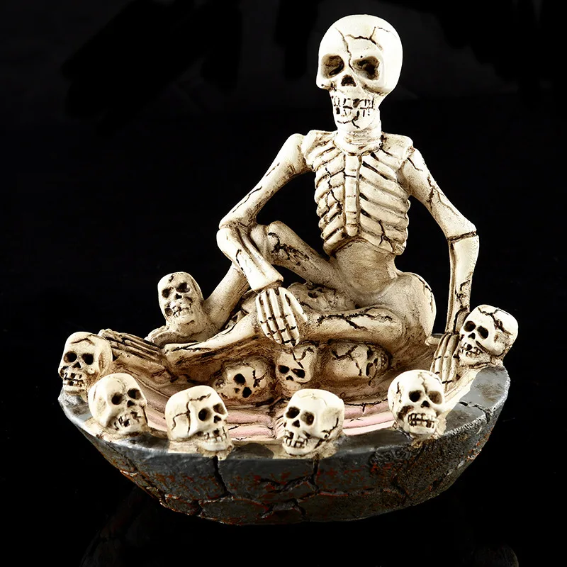 HeyMamba Gotikos Žmogaus Kaukolė Statula Peleninę Derva, Pelenai Turėtojas Kaukolės Skeletas Galvos Skulptūra