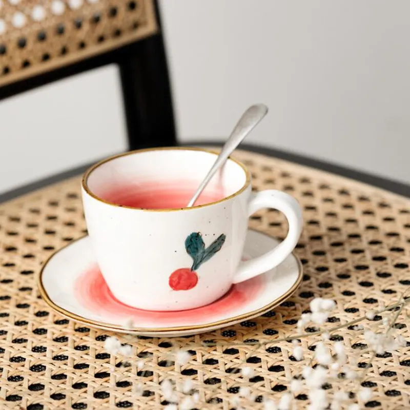 Japonijos Retro Vertus dažytos Keramikos kavos puodelis ir lėkštelė nustatyti popietę arbatos puodelio vandens cup1Set