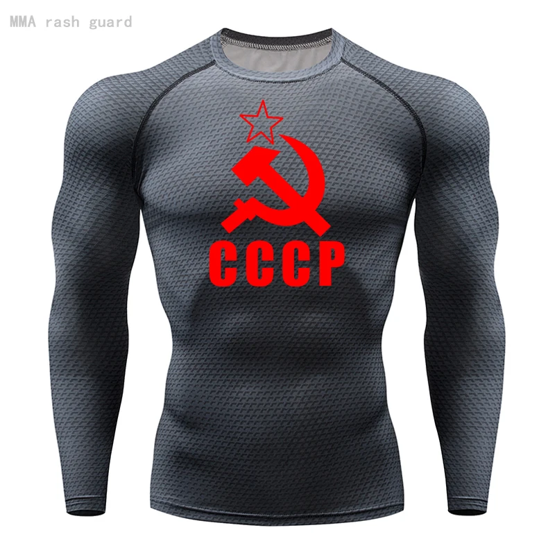 Karšto pardavimo CCCP marškinėliai Vyrams Viršų veikia Stora ilgomis rankovėmis rashgarda MMA Suspaudimo Kultūrizmo T-Marškiniai, Sportiniai Marškinėliai Vyrams